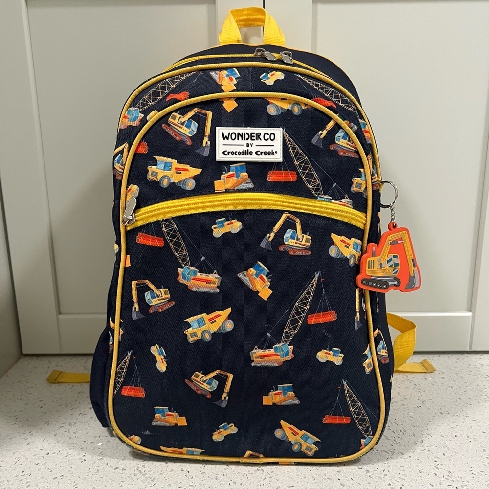 WONDER CO. x CROCODILE CREEK Collab Kids Construction Truck Backpack w Keychain